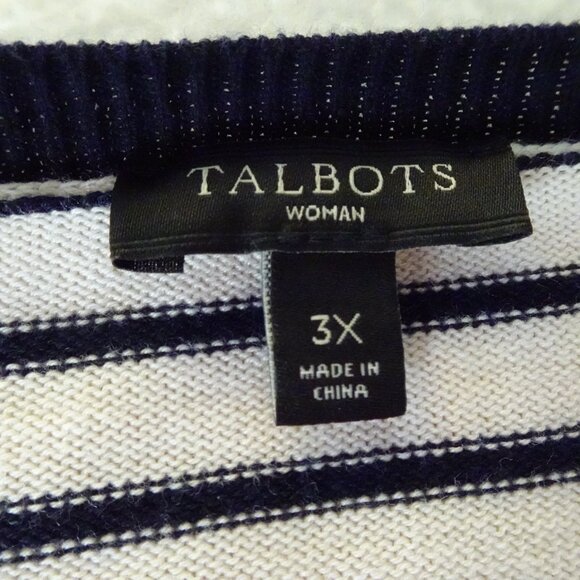 Talbots Dragonfly Cardigan Sweater Women's Plus Size 3X Black White Stripe - Picture 7 of 8